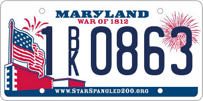 MD license plate 1BK0863