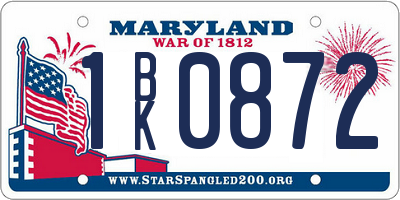 MD license plate 1BK0872