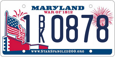 MD license plate 1BK0878