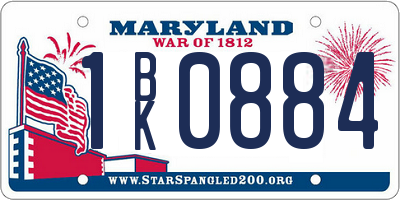 MD license plate 1BK0884