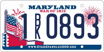 MD license plate 1BK0893