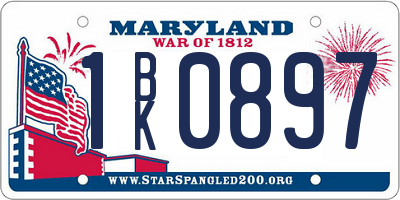 MD license plate 1BK0897
