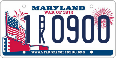 MD license plate 1BK0900