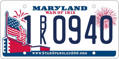 MD license plate 1BK0940