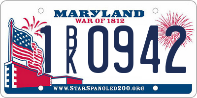 MD license plate 1BK0942