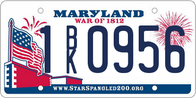 MD license plate 1BK0956