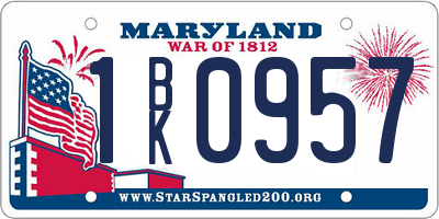 MD license plate 1BK0957