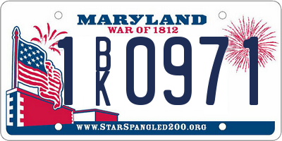 MD license plate 1BK0971