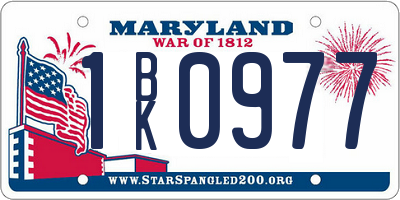 MD license plate 1BK0977