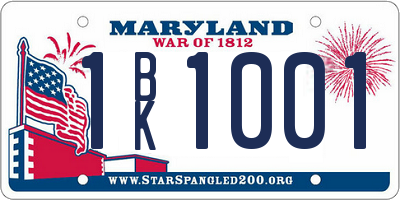 MD license plate 1BK1001