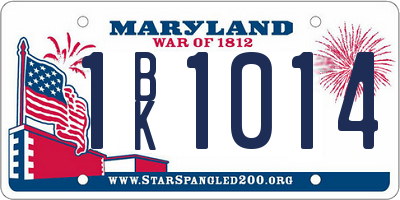 MD license plate 1BK1014