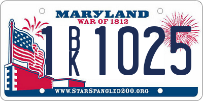 MD license plate 1BK1025