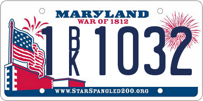MD license plate 1BK1032