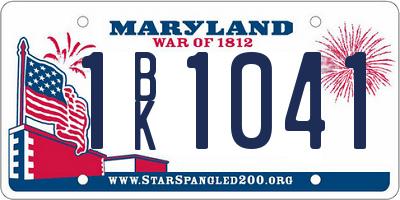 MD license plate 1BK1041