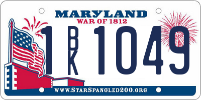 MD license plate 1BK1049