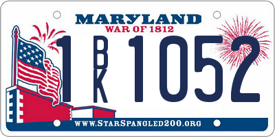 MD license plate 1BK1052