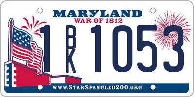 MD license plate 1BK1053