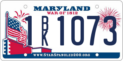 MD license plate 1BK1073