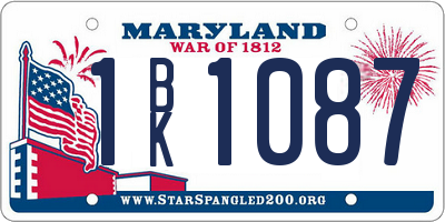 MD license plate 1BK1087