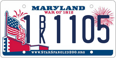 MD license plate 1BK1105