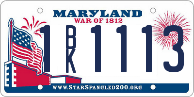 MD license plate 1BK1113