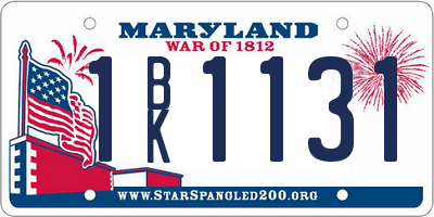 MD license plate 1BK1131