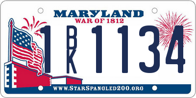 MD license plate 1BK1134