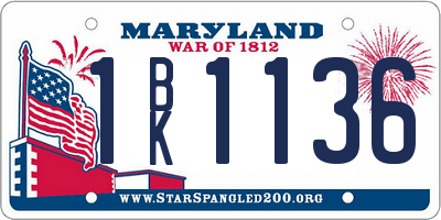 MD license plate 1BK1136