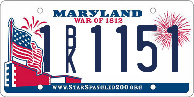 MD license plate 1BK1151