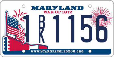 MD license plate 1BK1156