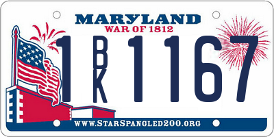 MD license plate 1BK1167