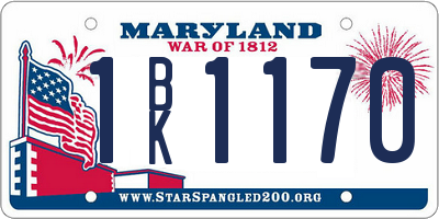 MD license plate 1BK1170
