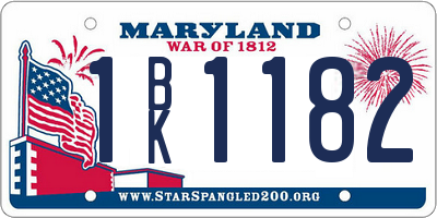 MD license plate 1BK1182
