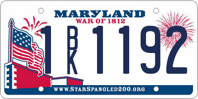 MD license plate 1BK1192