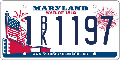 MD license plate 1BK1197