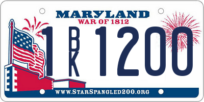 MD license plate 1BK1200