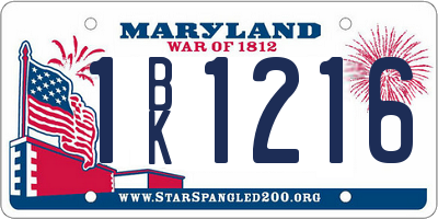 MD license plate 1BK1216
