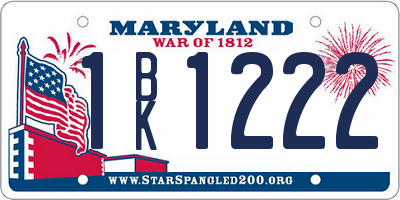 MD license plate 1BK1222