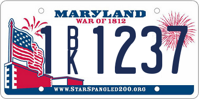 MD license plate 1BK1237