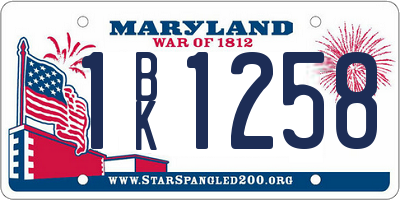 MD license plate 1BK1258