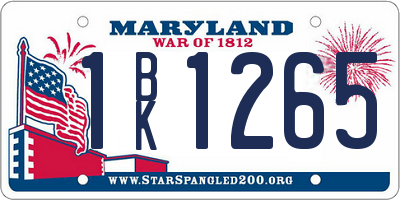 MD license plate 1BK1265