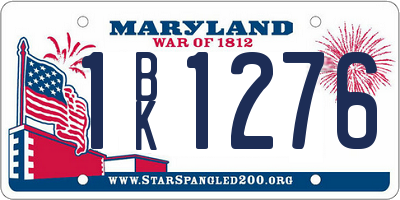 MD license plate 1BK1276