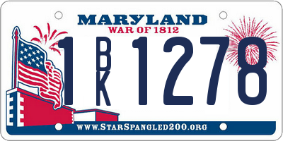 MD license plate 1BK1278