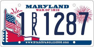 MD license plate 1BK1287