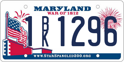 MD license plate 1BK1296