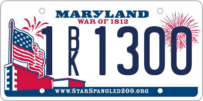 MD license plate 1BK1300