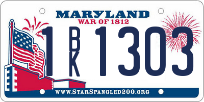 MD license plate 1BK1303