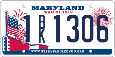 MD license plate 1BK1306