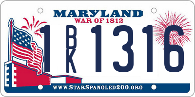 MD license plate 1BK1316