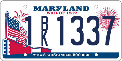 MD license plate 1BK1337